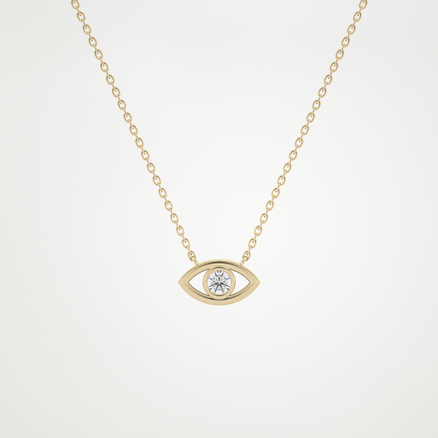 0.08 CT Moissanite Evil Eye Necklace in 14K or 18K Solid Gold – DEF Color, VVS Clarity