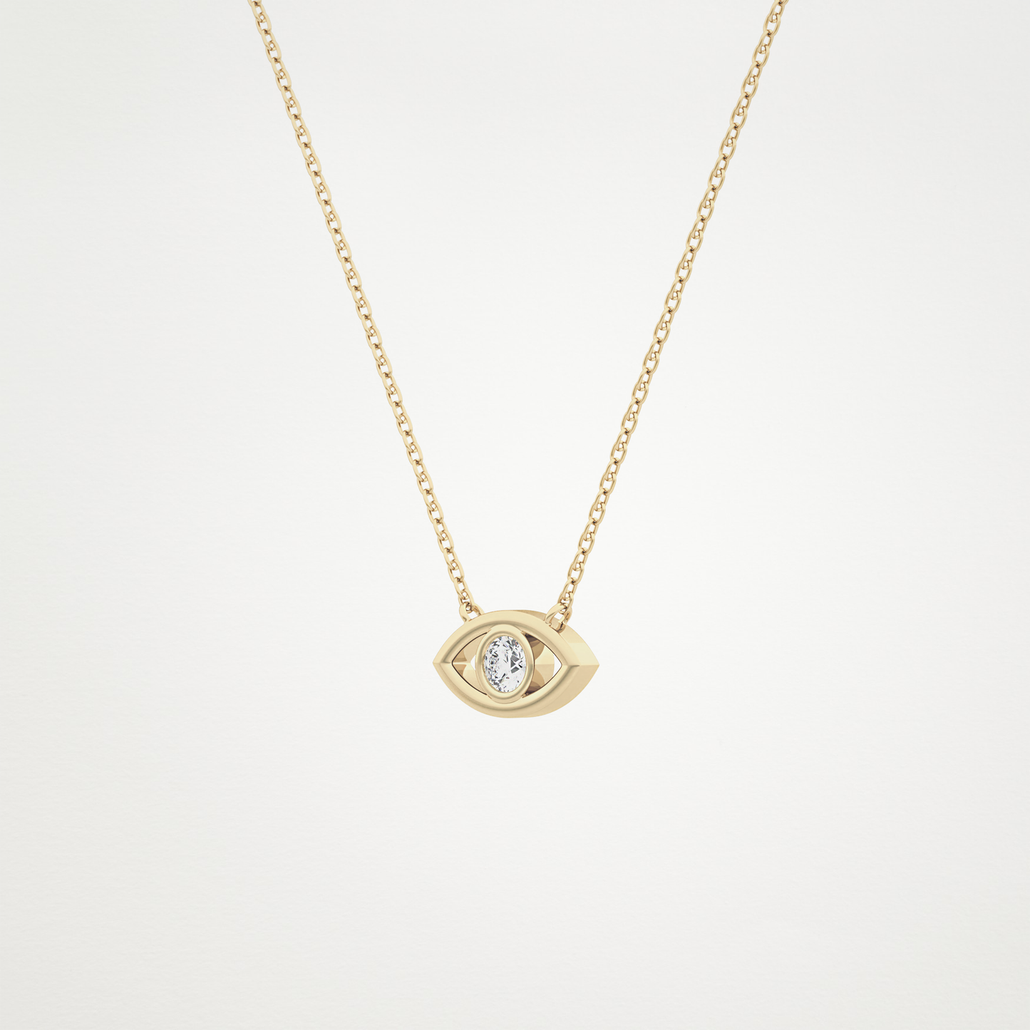 0.08 CT Moissanite Evil Eye Necklace in 14K or 18K Solid Gold – DEF Color, VVS Clarity