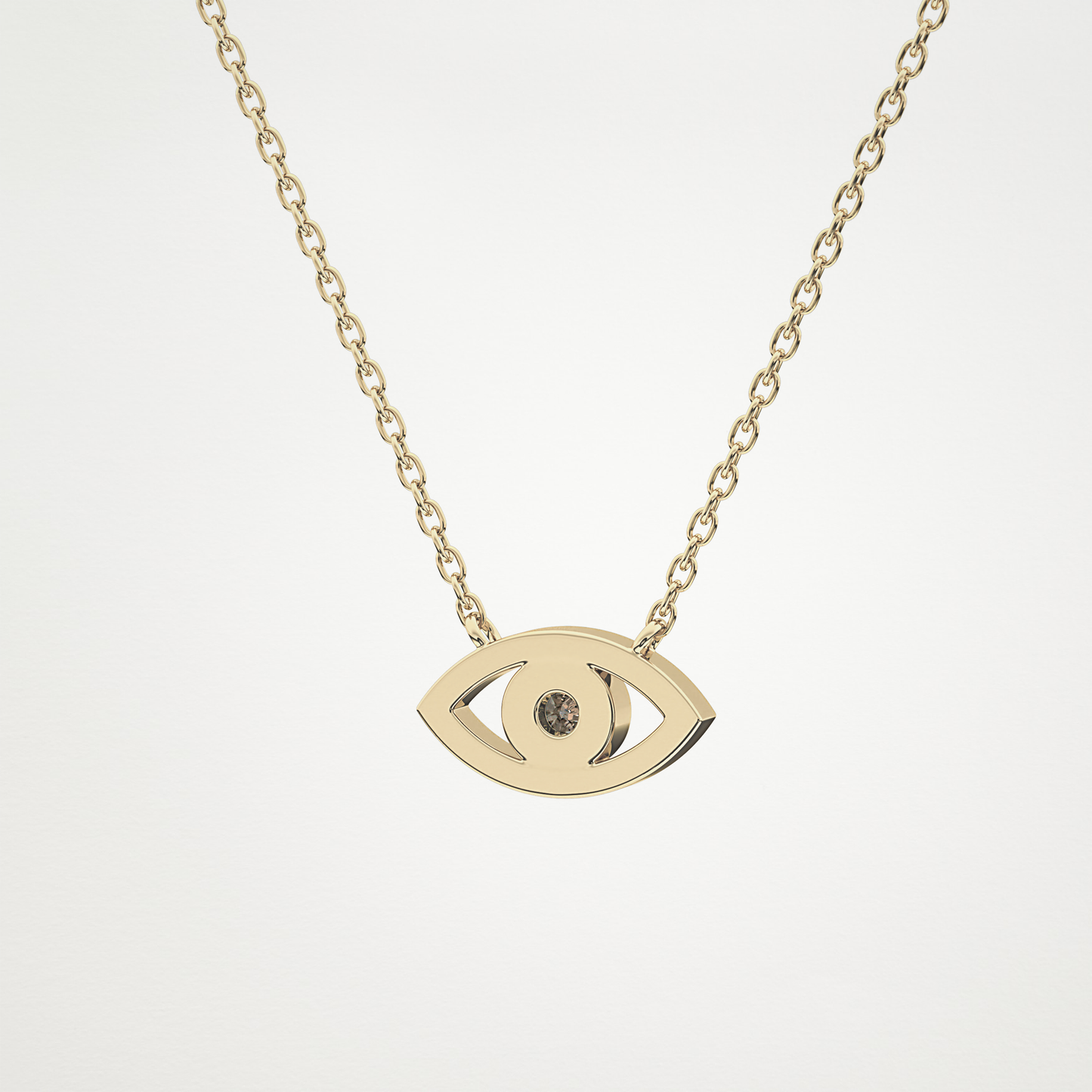0.08 CT Moissanite Evil Eye Necklace in 14K or 18K Solid Gold – DEF Color, VVS Clarity