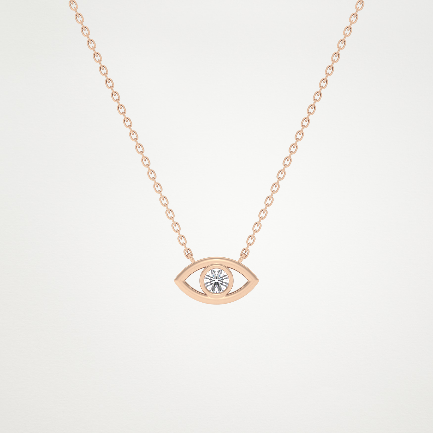 0.08 CT Moissanite Evil Eye Necklace in 14K or 18K Solid Gold – DEF Color, VVS Clarity