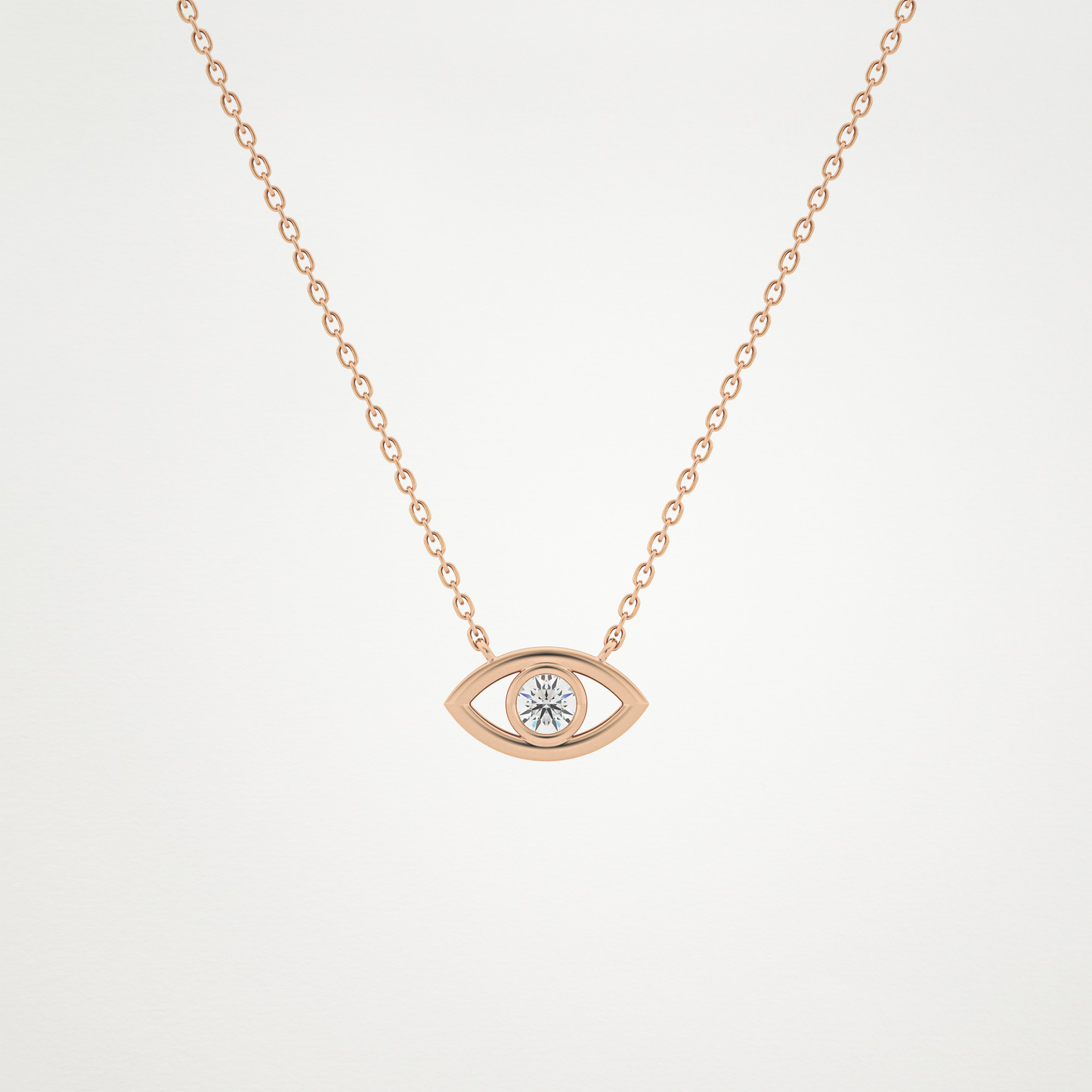 0.08 CT Moissanite Evil Eye Necklace in 14K or 18K Solid Gold – DEF Color, VVS Clarity