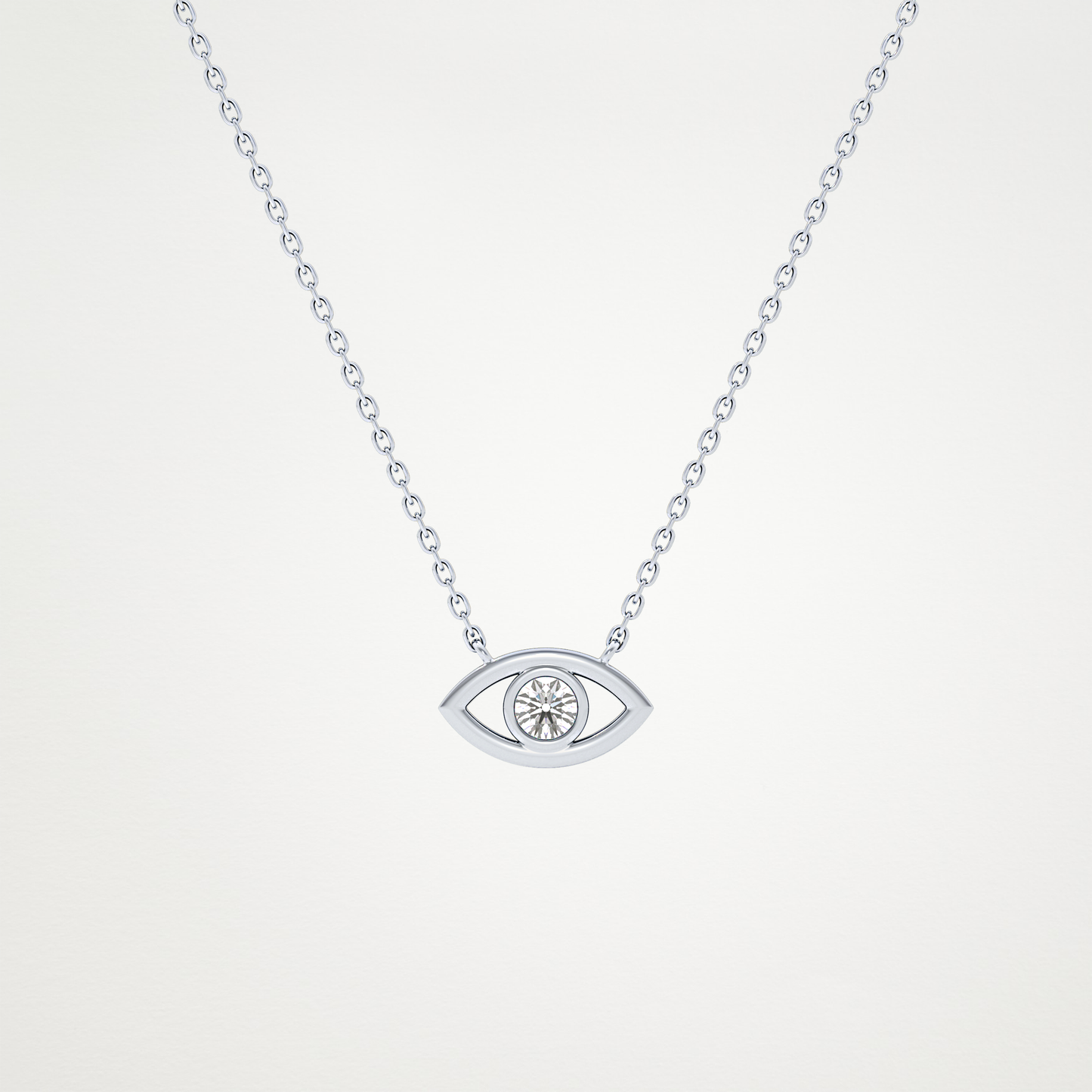 0.08 CT Moissanite Evil Eye Necklace in 14K or 18K Solid Gold – DEF Color, VVS Clarity