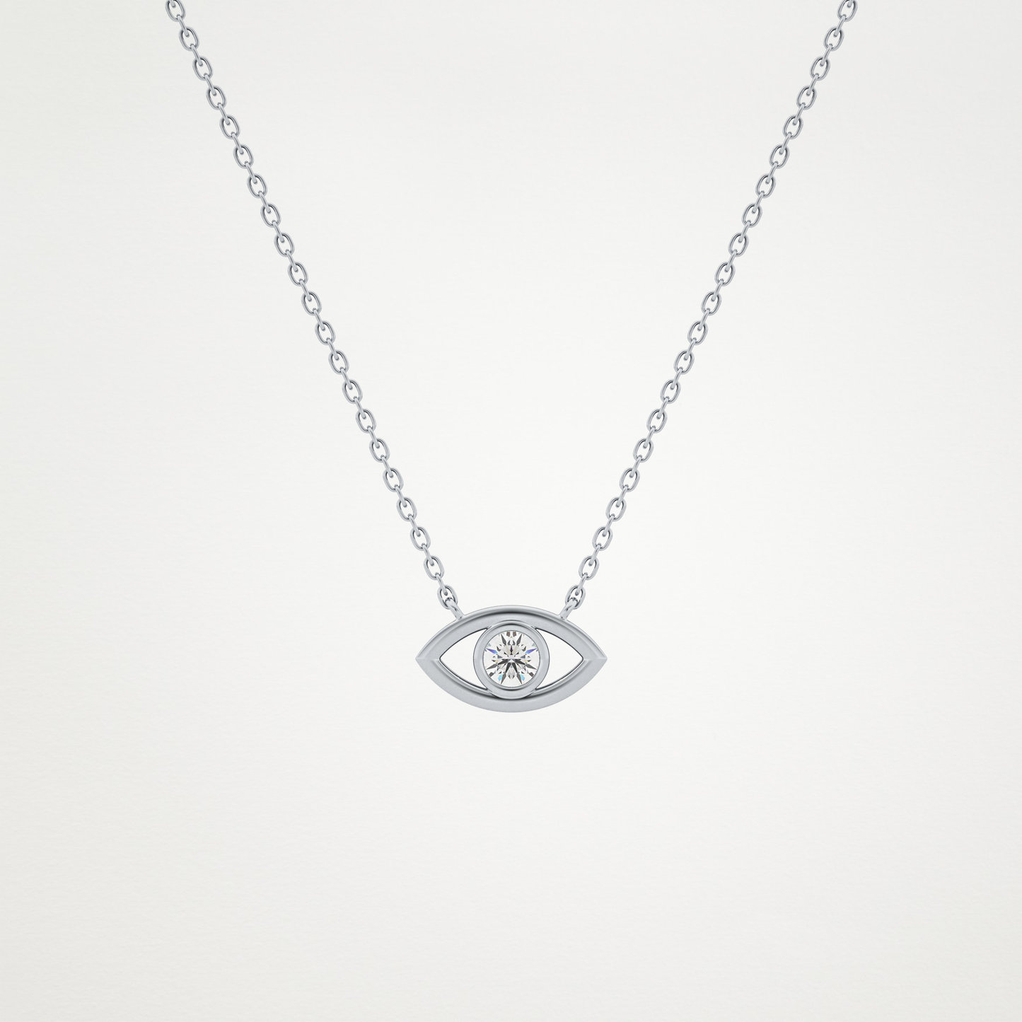 0.08 CT Moissanite Evil Eye Necklace in 14K or 18K Solid Gold – DEF Color, VVS Clarity