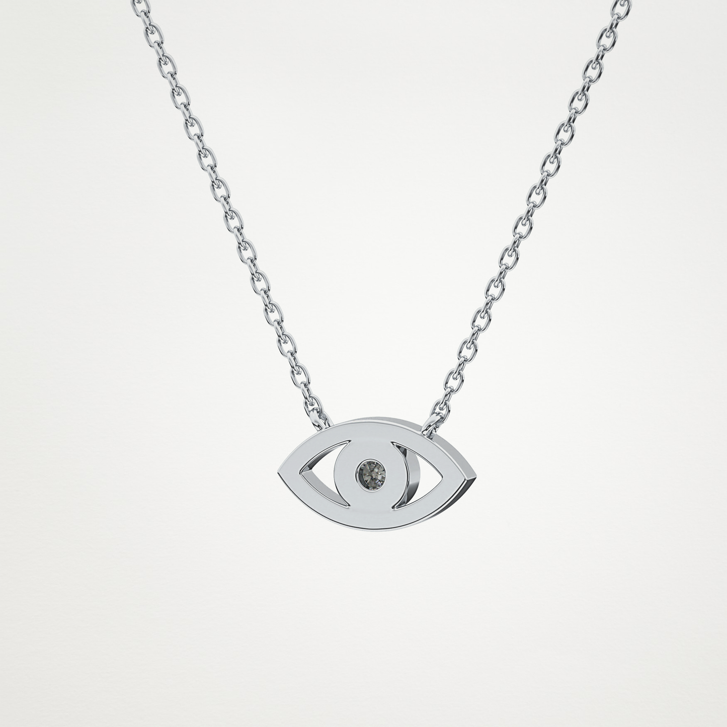 0.08 CT Moissanite Evil Eye Necklace in 14K or 18K Solid Gold – DEF Color, VVS Clarity