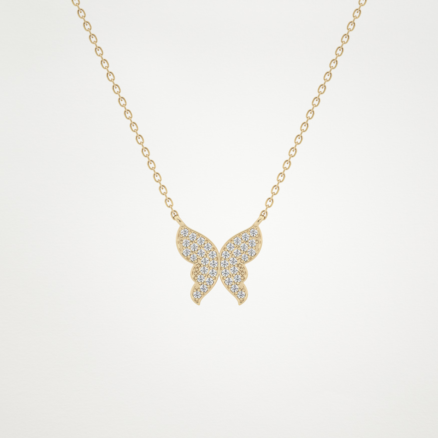 Beautiful 0.94 CT Moissanite Butterfly Necklace in 14K or 18K Solid Gold – DEF Color, VVS Clarity
