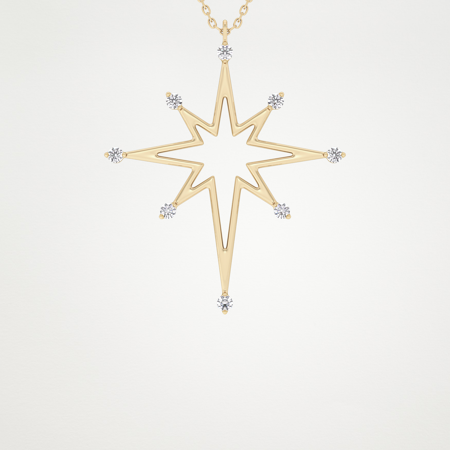 0.17 CT Moissanite Star Shaped Necklace in 14K or 18K Solid Gold – DEF Color, VVS Clarity