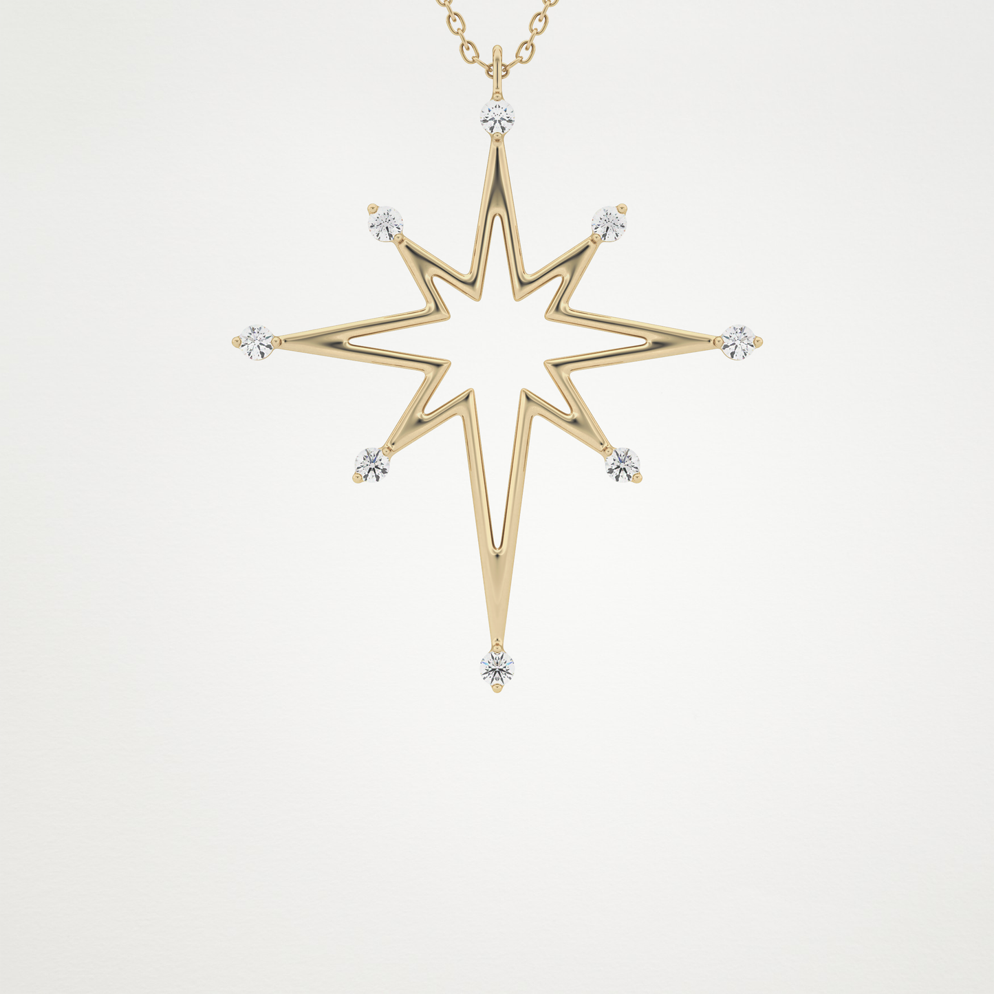 0.17 CT Moissanite Star Shaped Necklace in 14K or 18K Solid Gold – DEF Color, VVS Clarity