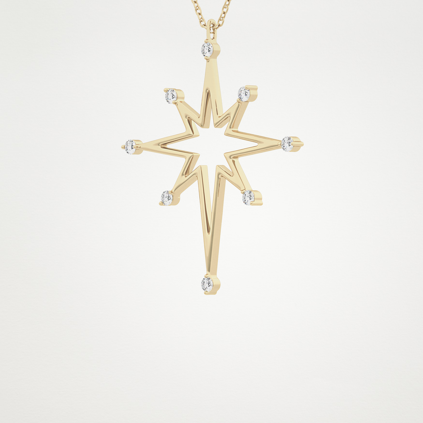 0.17 CT Moissanite Star Shaped Necklace in 14K or 18K Solid Gold – DEF Color, VVS Clarity