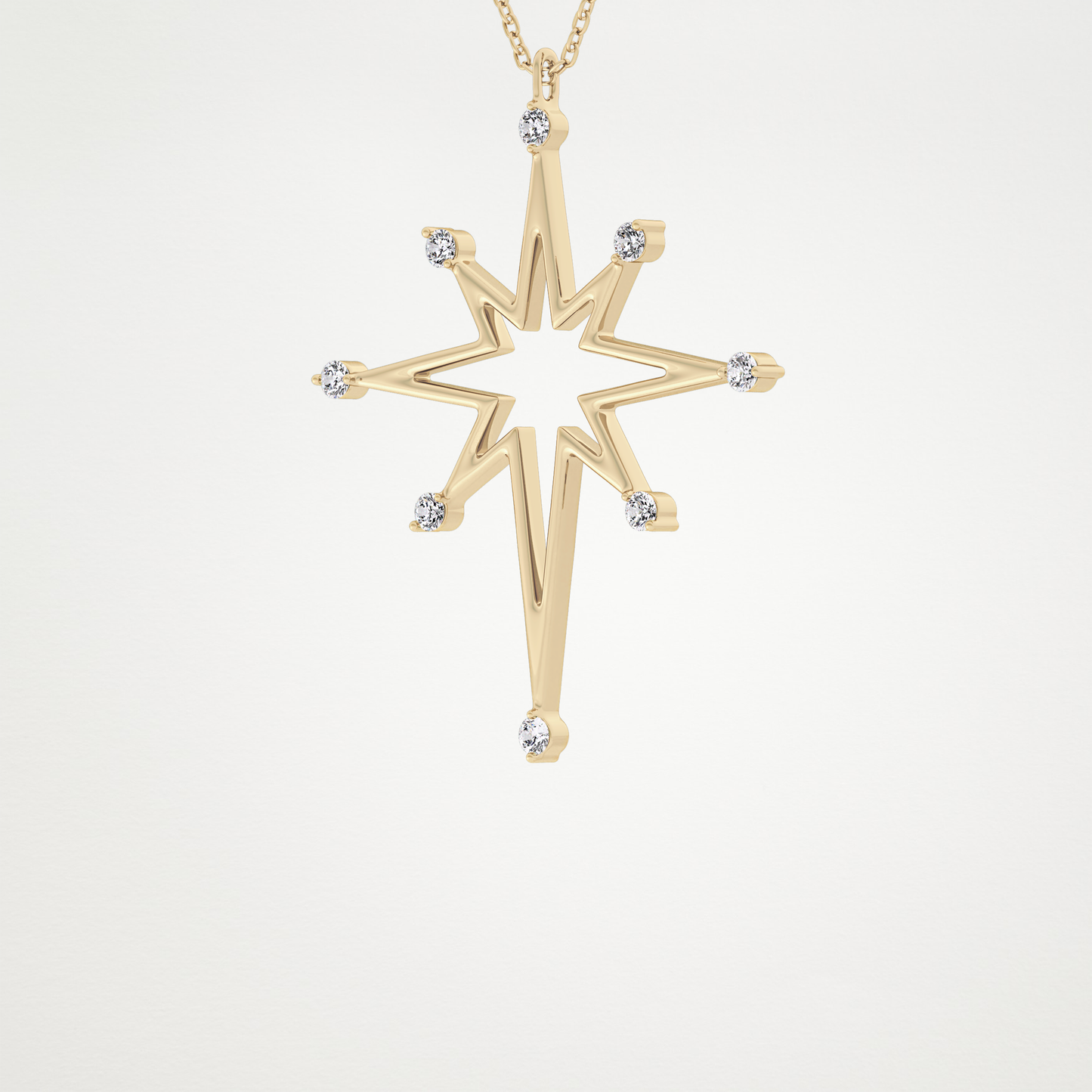0.17 CT Moissanite Star Shaped Necklace in 14K or 18K Solid Gold – DEF Color, VVS Clarity