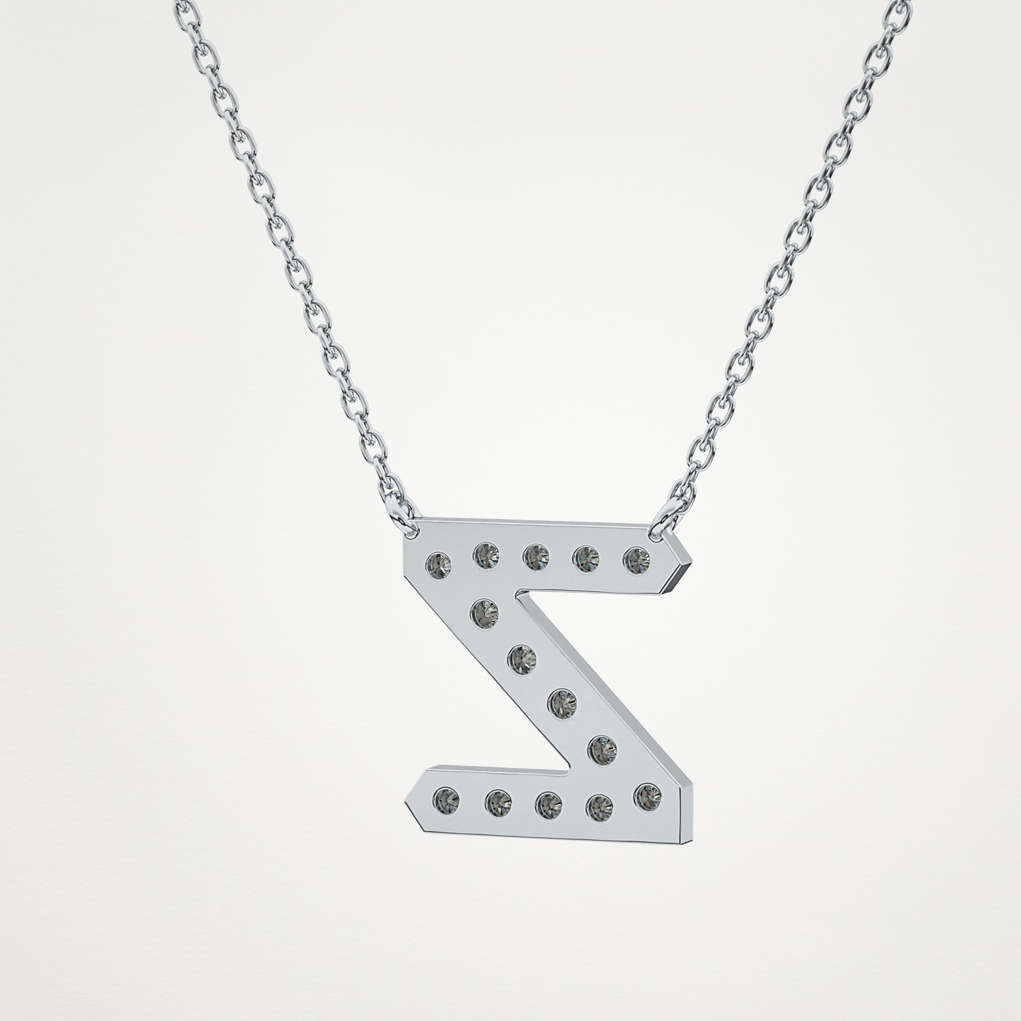 0.28 CT Moissanite Z-Shaped Necklace in 14K or 18K Solid Gold – DEF Color, VVS Clarity