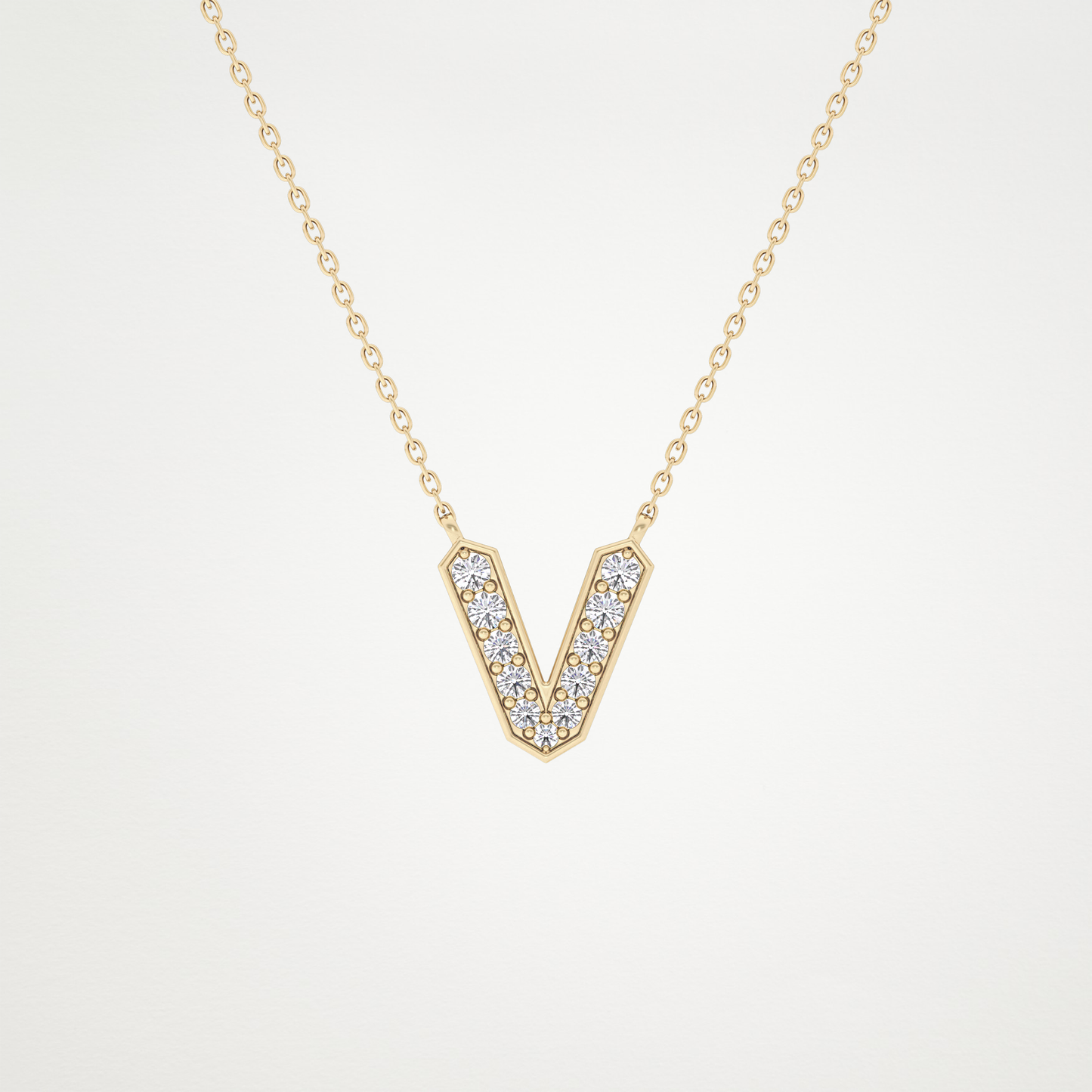 0.18 CT Moissanite V-Shaped Necklace in 14K or 18K Solid Gold – DEF Color, VVS Clarity