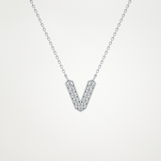 0.18 CT Moissanite V-Shaped Necklace in 14K or 18K Solid Gold – DEF Color, VVS Clarity