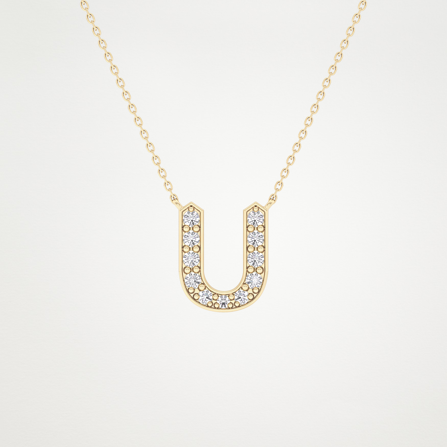 0.26 CT Moissanite U-Shaped Necklace in 14K or 18K Solid Gold – DEF Color, VVS Clarity