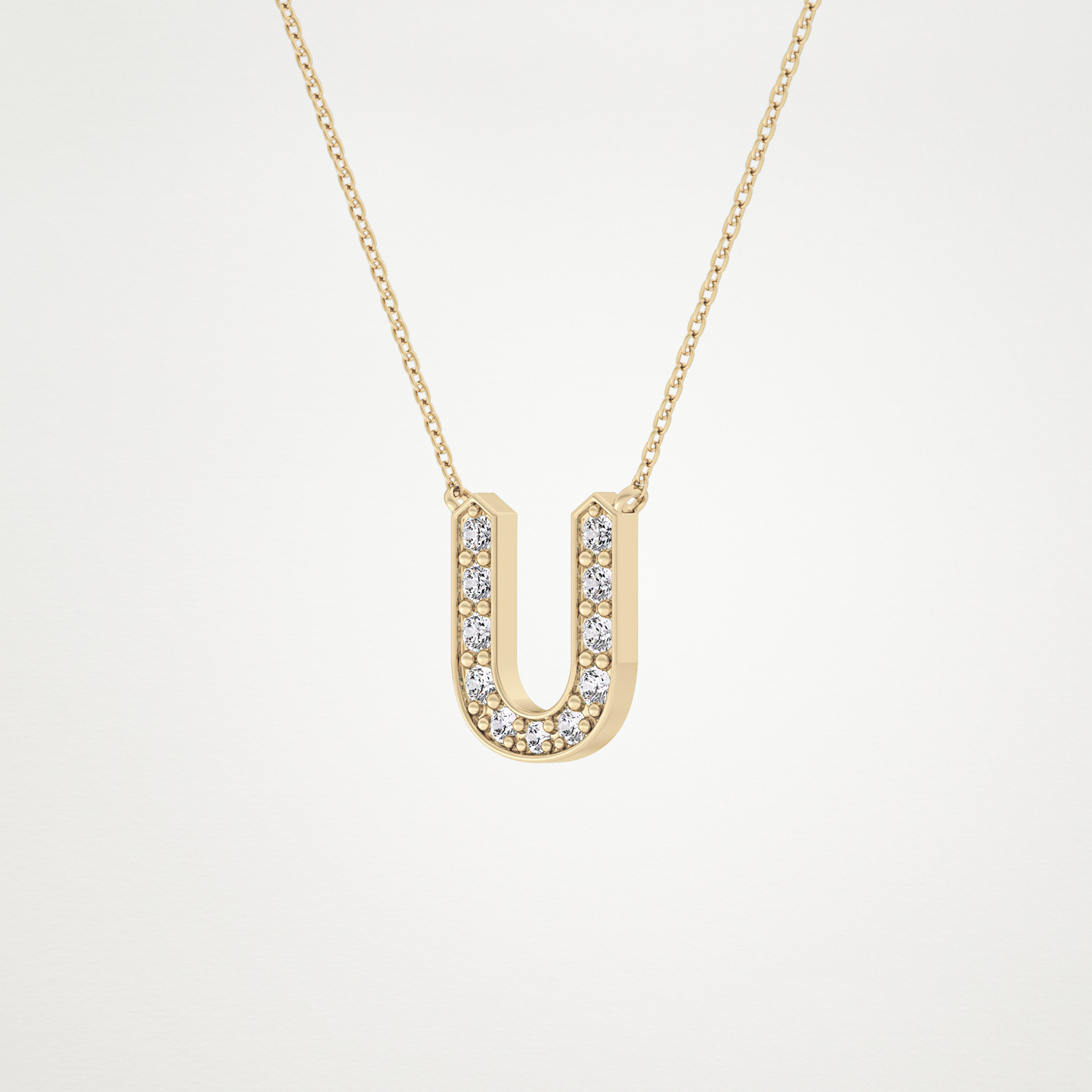 0.26 CT Moissanite U-Shaped Necklace in 14K or 18K Solid Gold – DEF Color, VVS Clarity