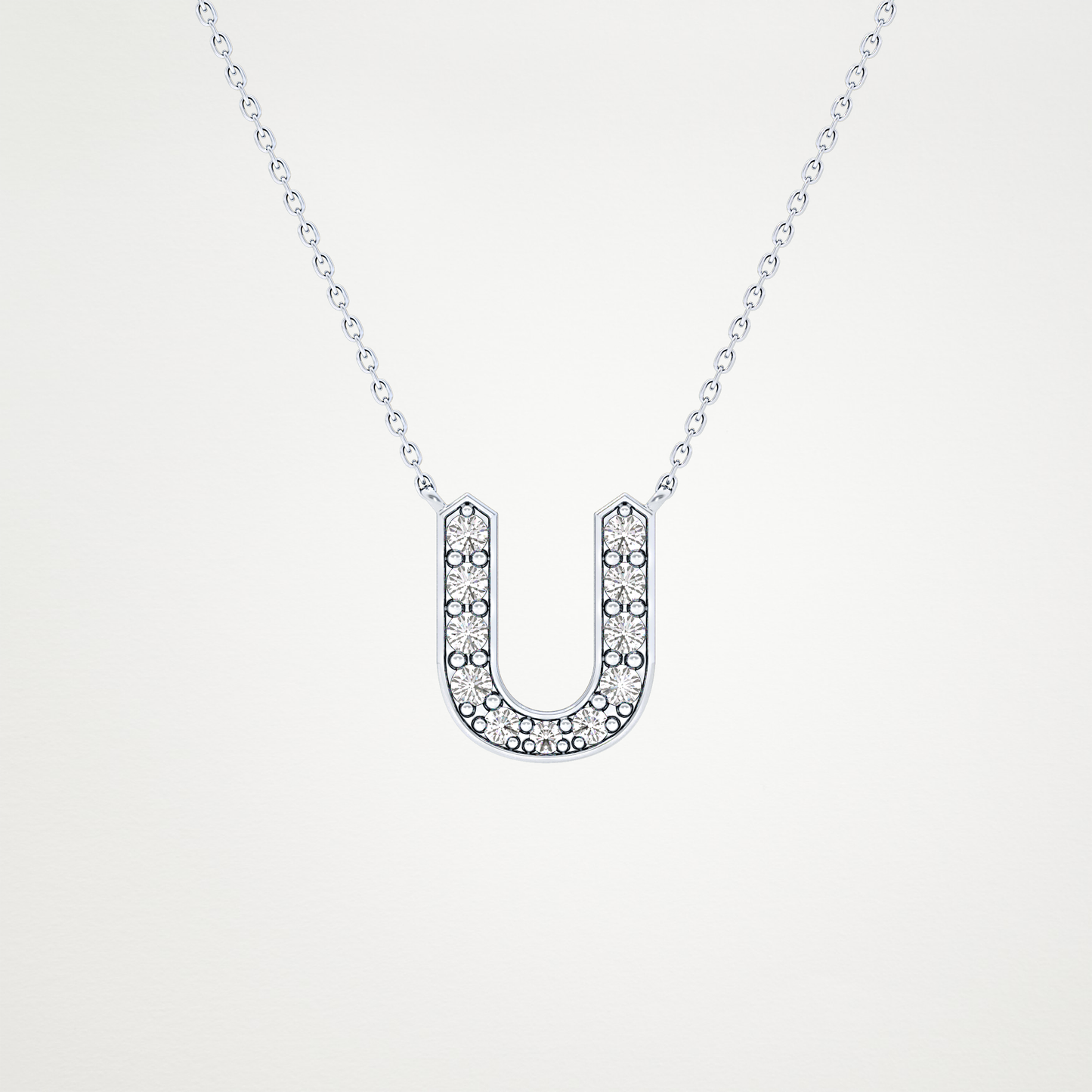 0.26 CT Moissanite U-Shaped Necklace in 14K or 18K Solid Gold – DEF Color, VVS Clarity