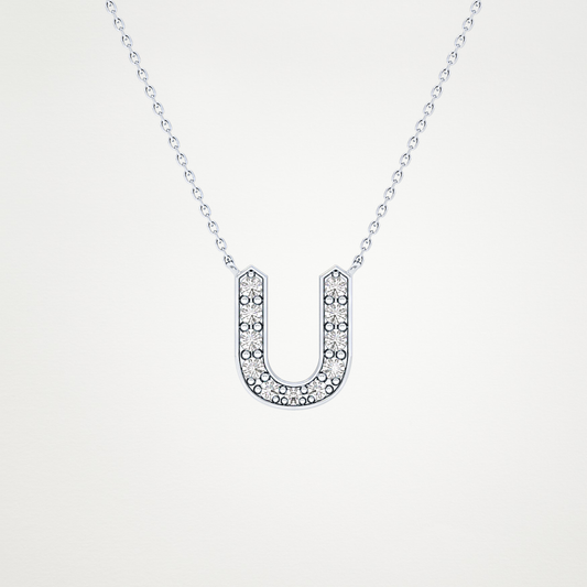 0.26 CT Moissanite U-Shaped Necklace in 14K or 18K Solid Gold – DEF Color, VVS Clarity