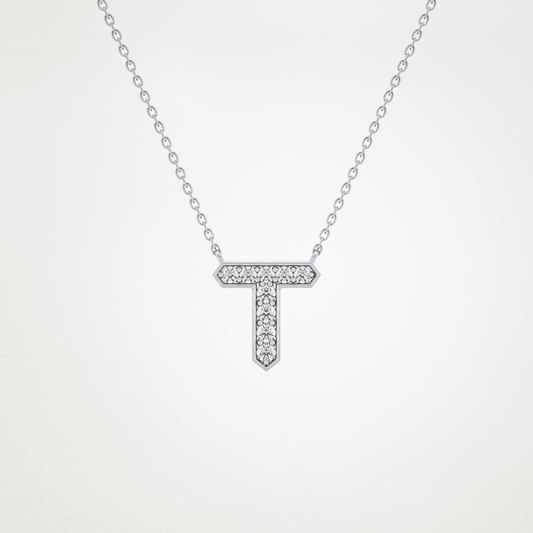 0.17 CT Moissanite T-Shaped Necklace in 14K or 18K Solid Gold – DEF Color, VVS Clarity