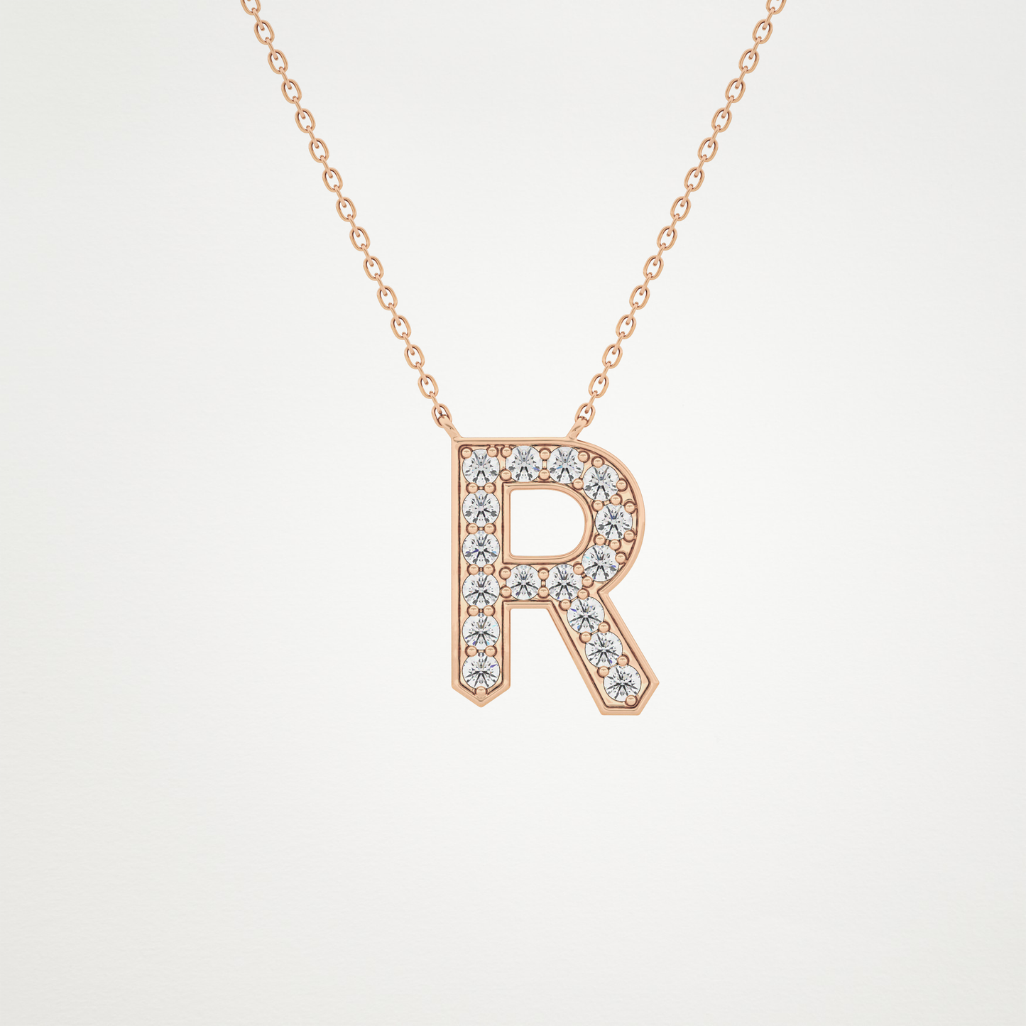 0.348 CT Moissanite R-Shaped Necklace in 14K or 18K Solid Gold – DEF Color, VVS Clarity