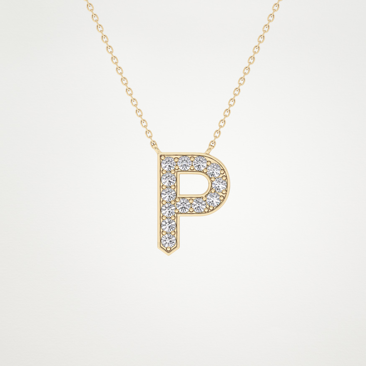 0.39 CT Moissanite P-Shaped Necklace in 14K or 18K Solid Gold – DEF Color, VVS Clarity