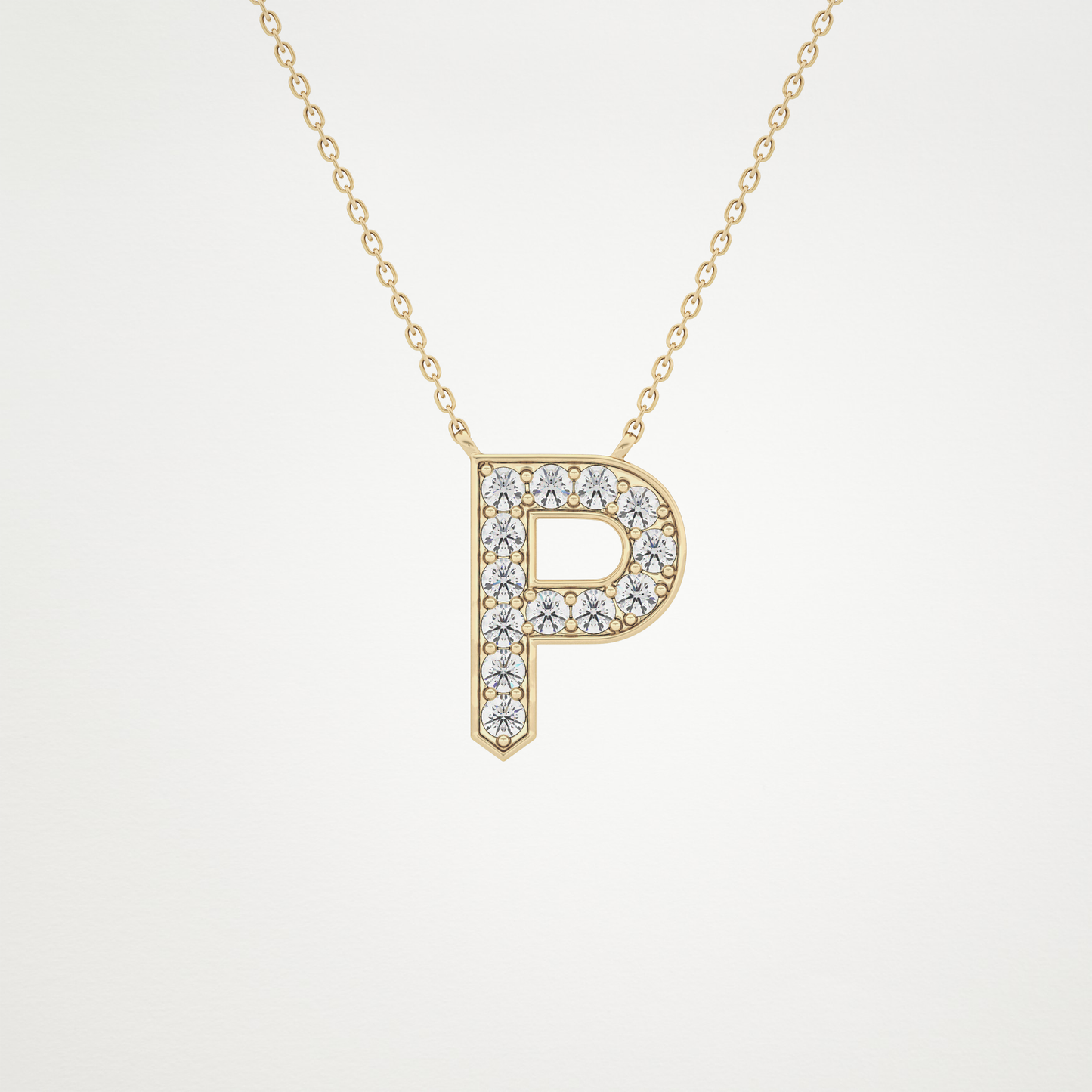 0.39 CT Moissanite P-Shaped Necklace in 14K or 18K Solid Gold – DEF Color, VVS Clarity
