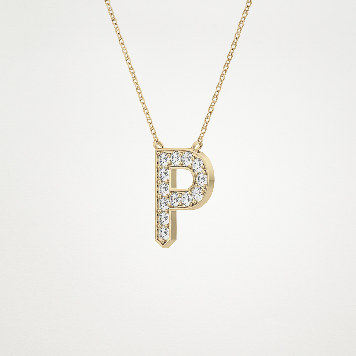 0.39 CT Moissanite P-Shaped Necklace in 14K or 18K Solid Gold – DEF Color, VVS Clarity