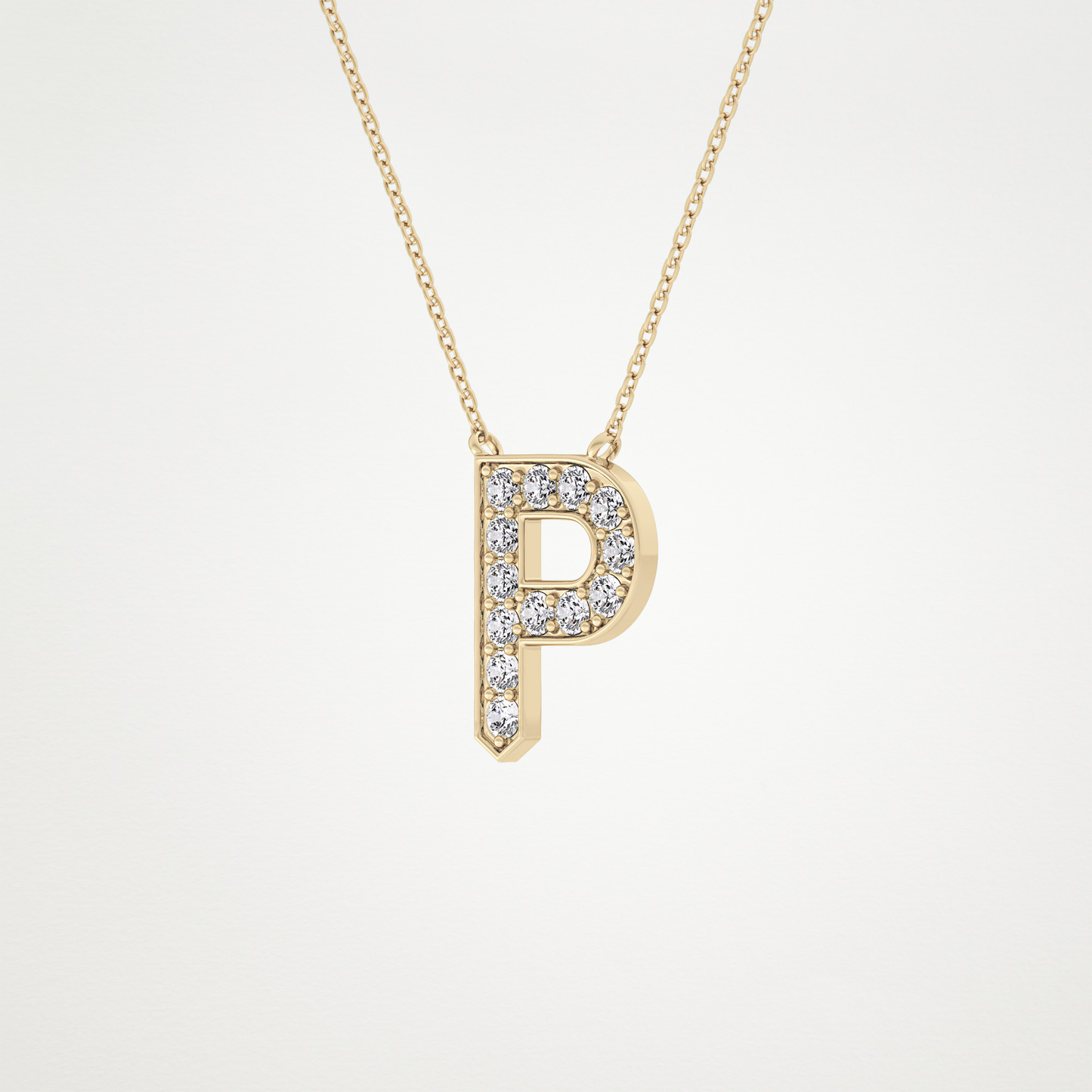 0.39 CT Moissanite P-Shaped Necklace in 14K or 18K Solid Gold – DEF Color, VVS Clarity