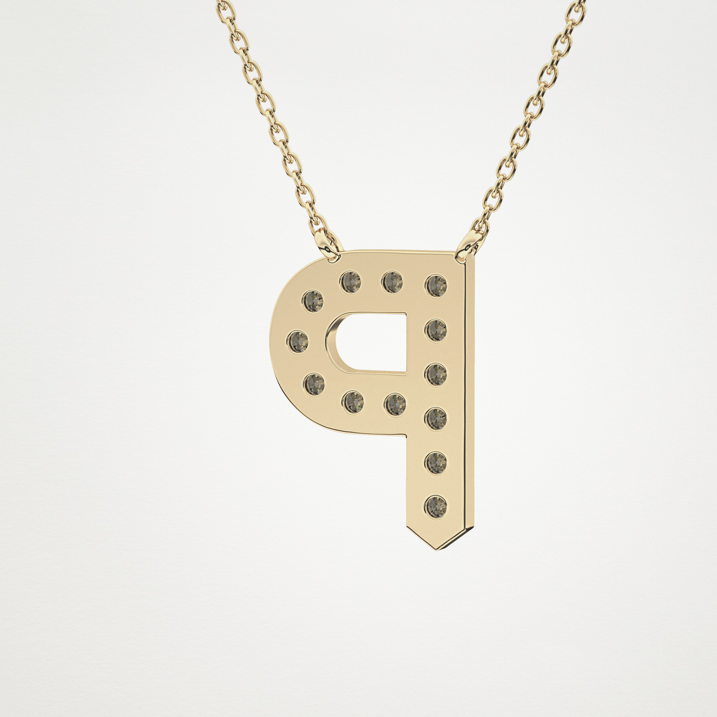 0.39 CT Moissanite P-Shaped Necklace in 14K or 18K Solid Gold – DEF Color, VVS Clarity