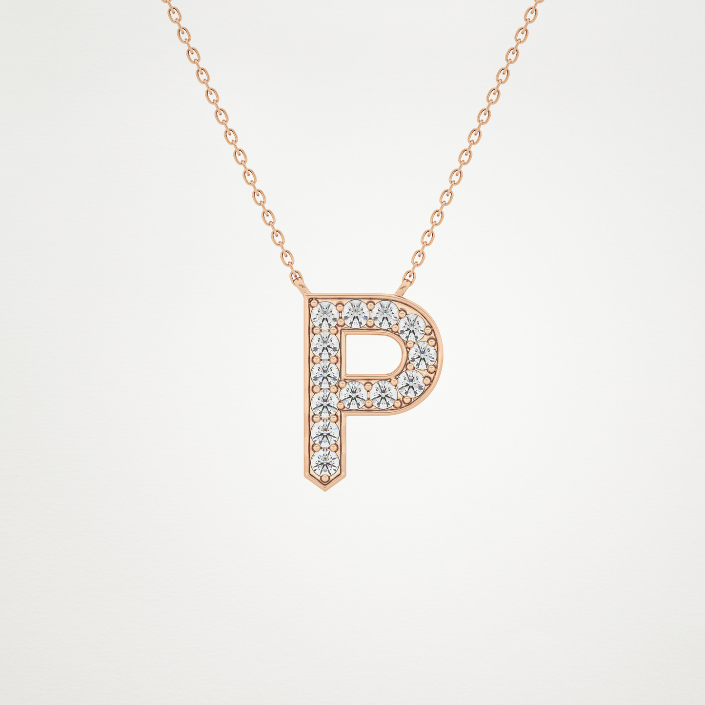 0.39 CT Moissanite P-Shaped Necklace in 14K or 18K Solid Gold – DEF Color, VVS Clarity