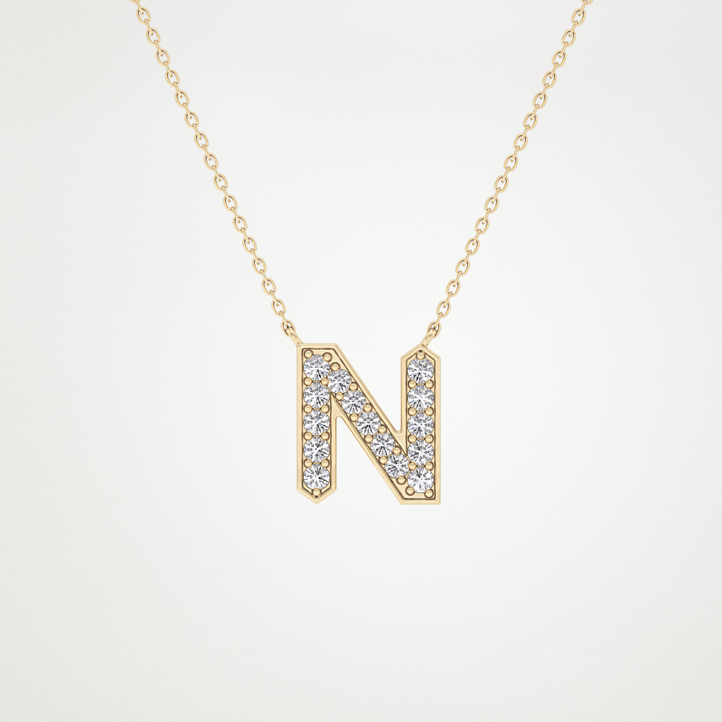 0.31 CT Moissanite N-Shaped Necklace in 14K or 18K Solid Gold – DEF Color, VVS Clarity