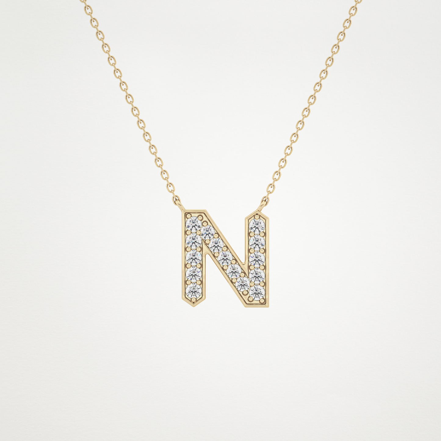0.31 CT Moissanite N-Shaped Necklace in 14K or 18K Solid Gold – DEF Color, VVS Clarity