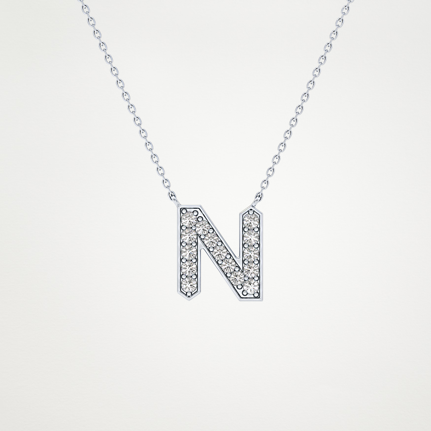 0.31 CT Moissanite N-Shaped Necklace in 14K or 18K Solid Gold – DEF Color, VVS Clarity