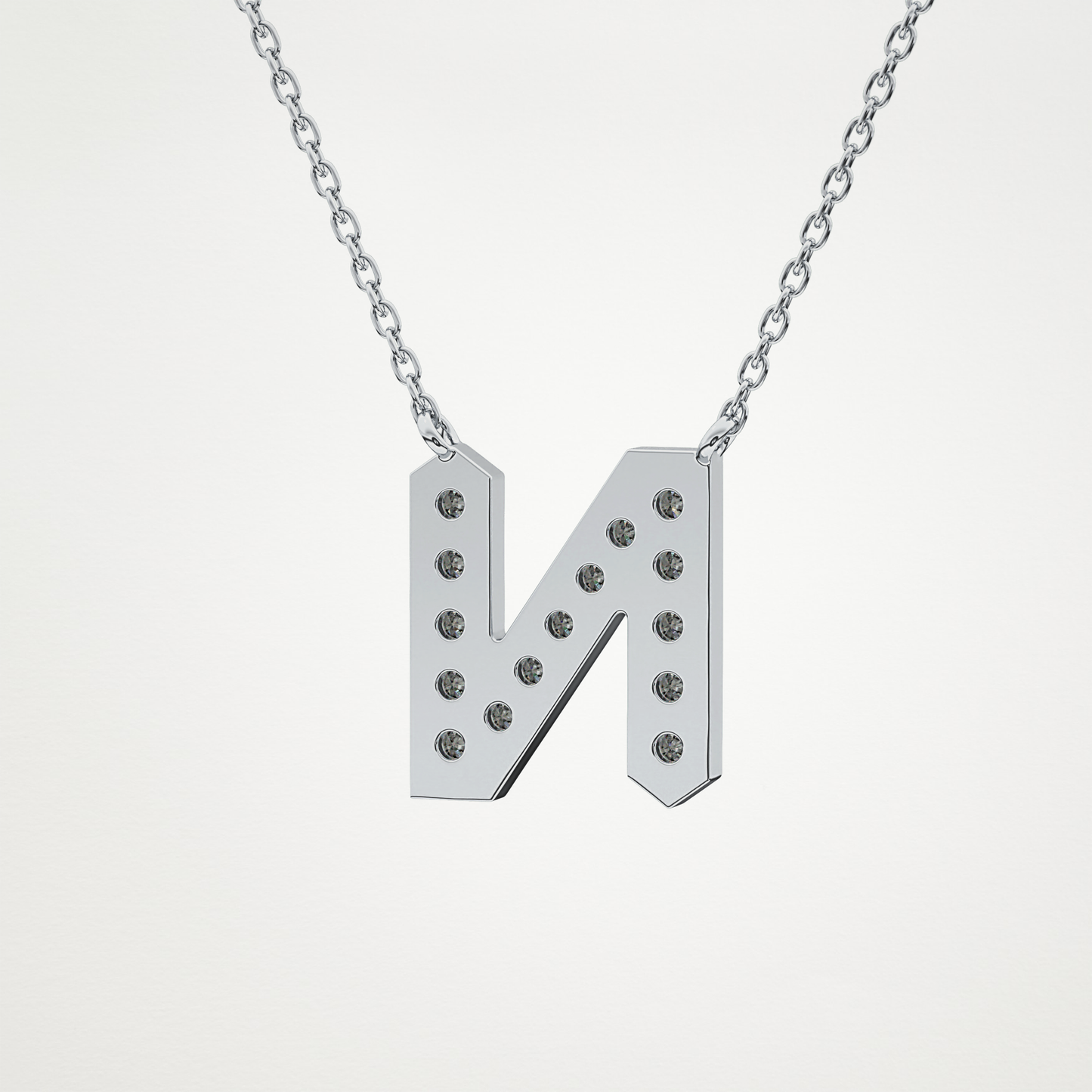 0.31 CT Moissanite N-Shaped Necklace in 14K or 18K Solid Gold – DEF Color, VVS Clarity