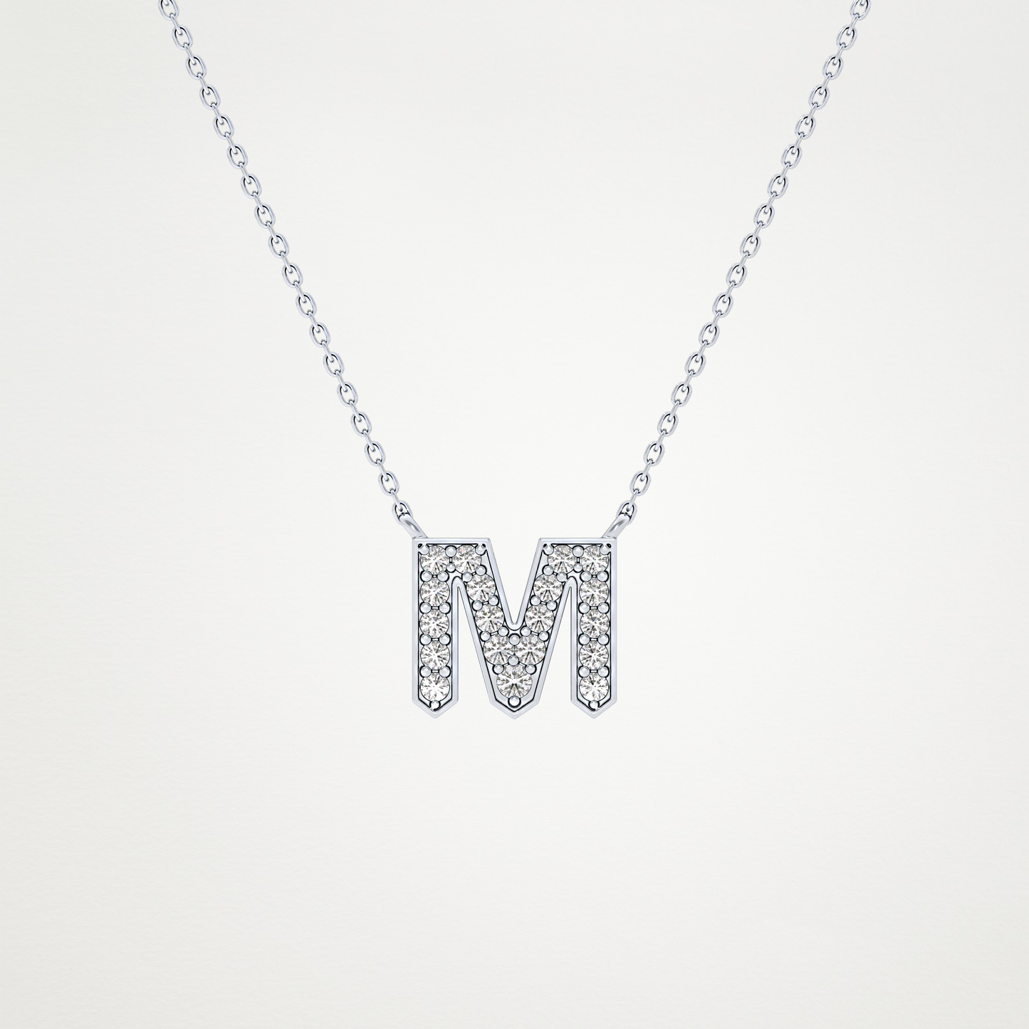 0.202 CT Moissanite M-Shaped Necklace in 14K or 18K Solid Gold – DEF Color, VVS Clarity