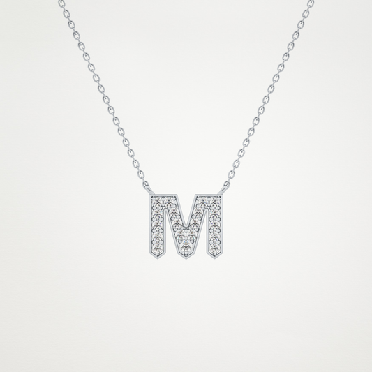 0.202 CT Moissanite M-Shaped Necklace in 14K or 18K Solid Gold – DEF Color, VVS Clarity