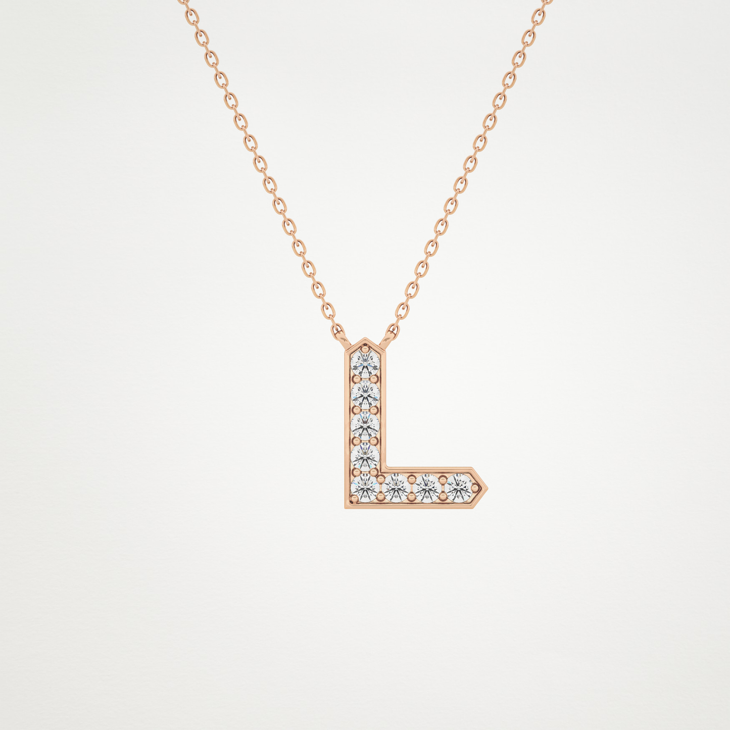 0.24 CT Moissanite L-Shaped Necklace in 14K or 18K Solid Gold – DEF Color, VVS Clarity