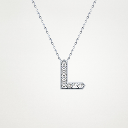 0.24 CT Moissanite L-Shaped Necklace in 14K or 18K Solid Gold – DEF Color, VVS Clarity