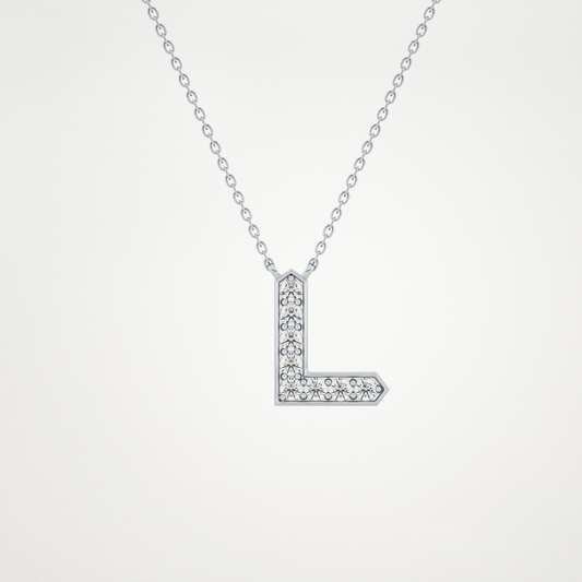 0.24 CT Moissanite L-Shaped Necklace in 14K or 18K Solid Gold – DEF Color, VVS Clarity