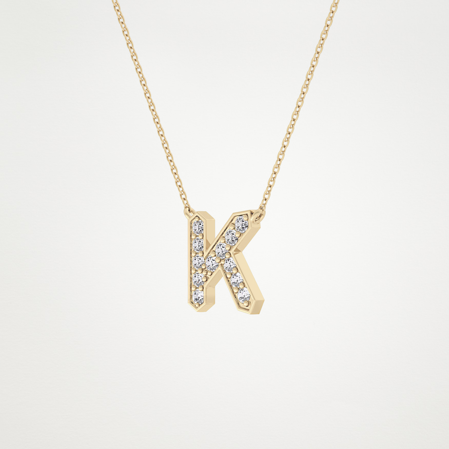 0.27 CT Moissanite K-Shaped Necklace in 14K or 18K Solid Gold – DEF Color, VVS Clarity