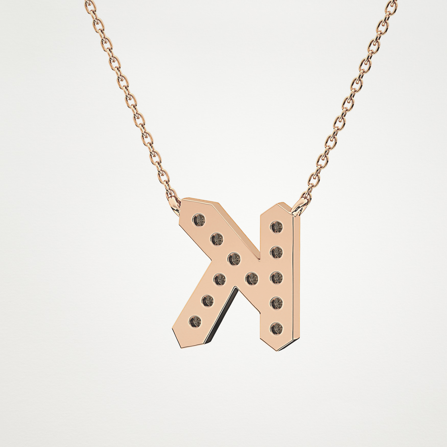0.27 CT Moissanite K-Shaped Necklace in 14K or 18K Solid Gold – DEF Color, VVS Clarity