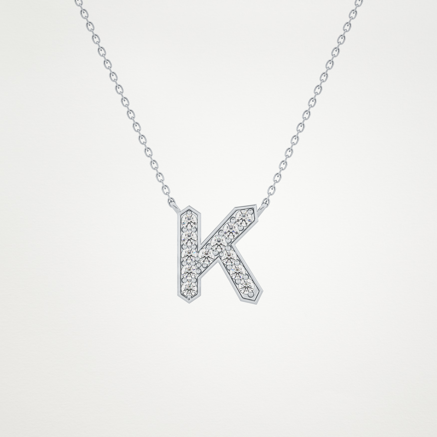 0.27 CT Moissanite K-Shaped Necklace in 14K or 18K Solid Gold – DEF Color, VVS Clarity
