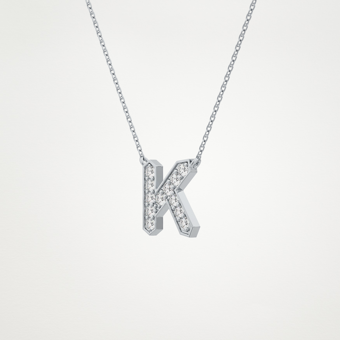0.27 CT Moissanite K-Shaped Necklace in 14K or 18K Solid Gold – DEF Color, VVS Clarity