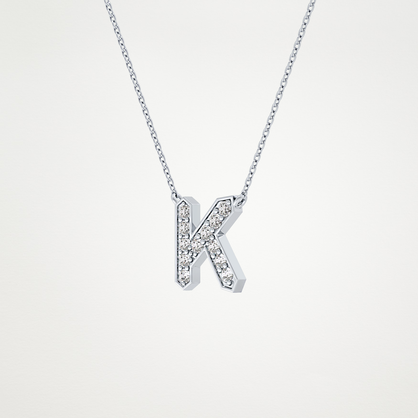 0.27 CT Moissanite K-Shaped Necklace in 14K or 18K Solid Gold – DEF Color, VVS Clarity