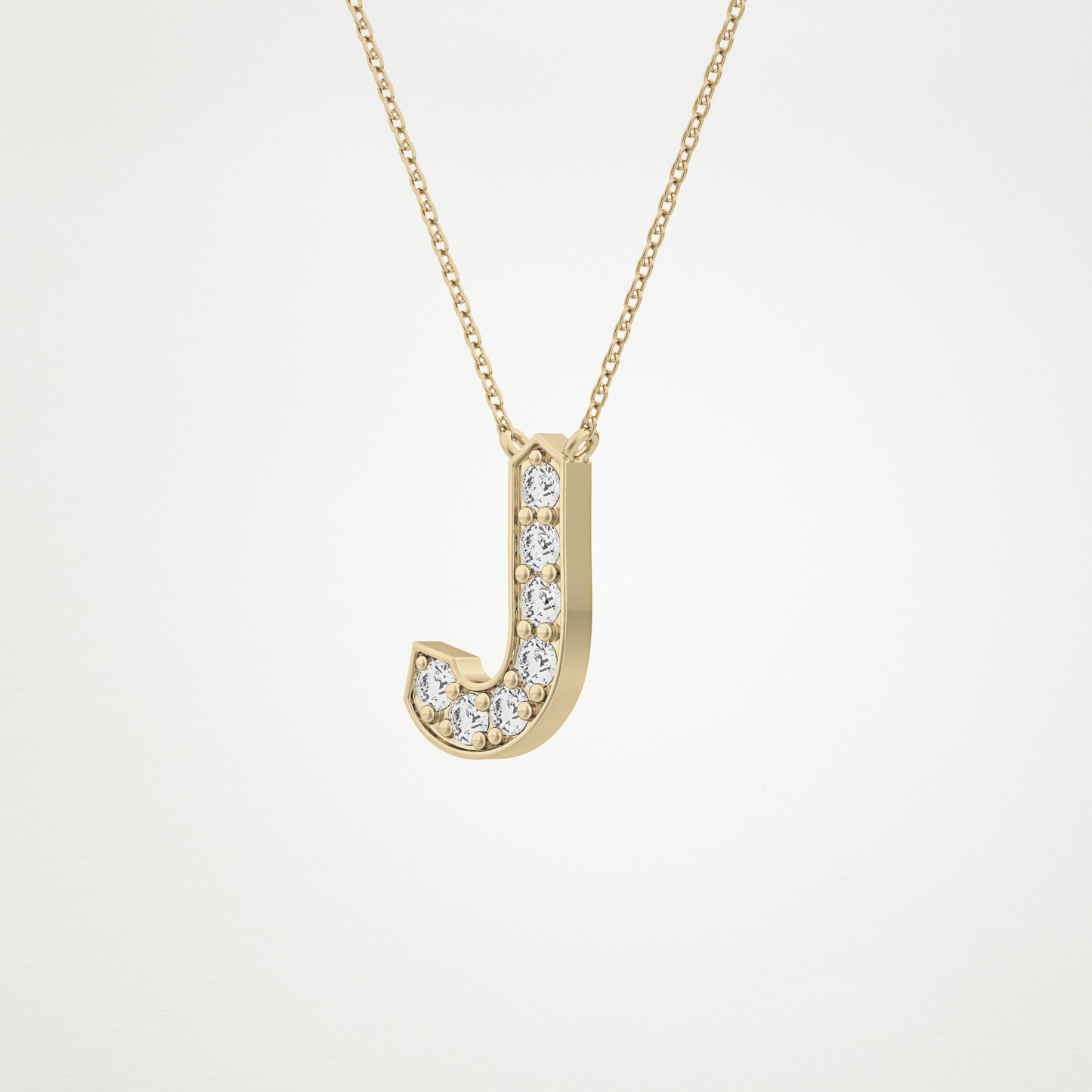 0.356 CT Moissanite J-Shaped Necklace in 14K or 18K Solid Gold – DEF Color, VVS Clarity