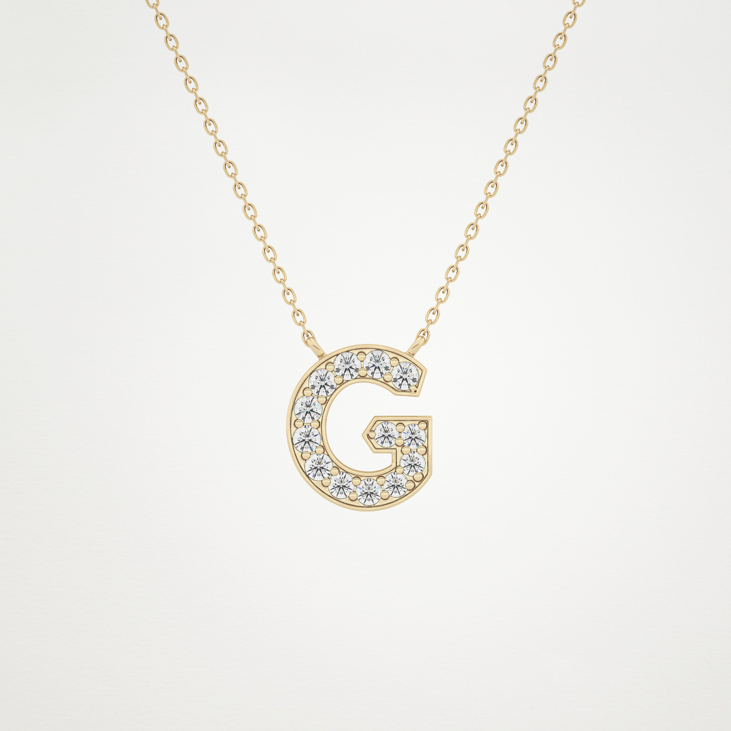 0.294 CT Moissanite G-Shaped Necklace in 14K or 18K Solid Gold – DEF Color, VVS Clarity
