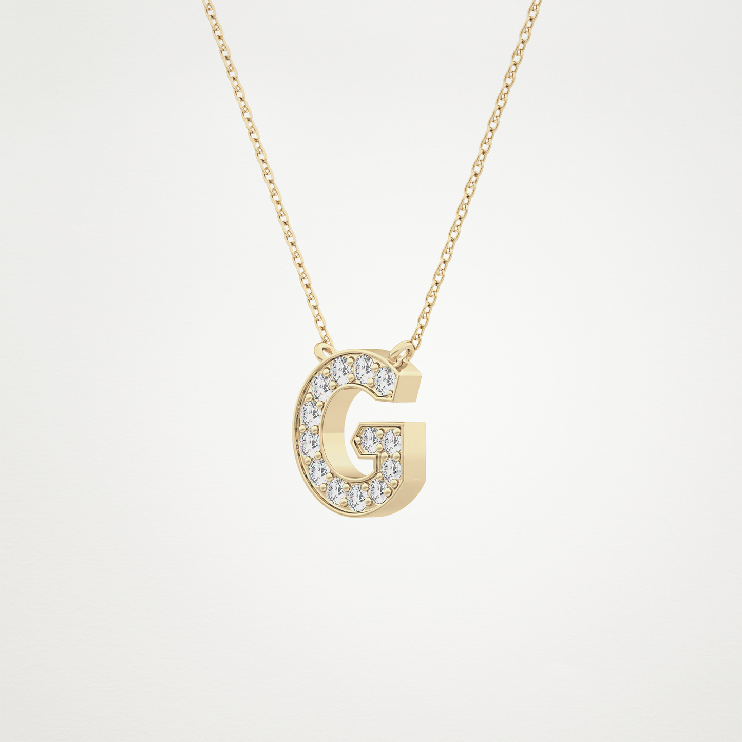 0.294 CT Moissanite G-Shaped Necklace in 14K or 18K Solid Gold – DEF Color, VVS Clarity