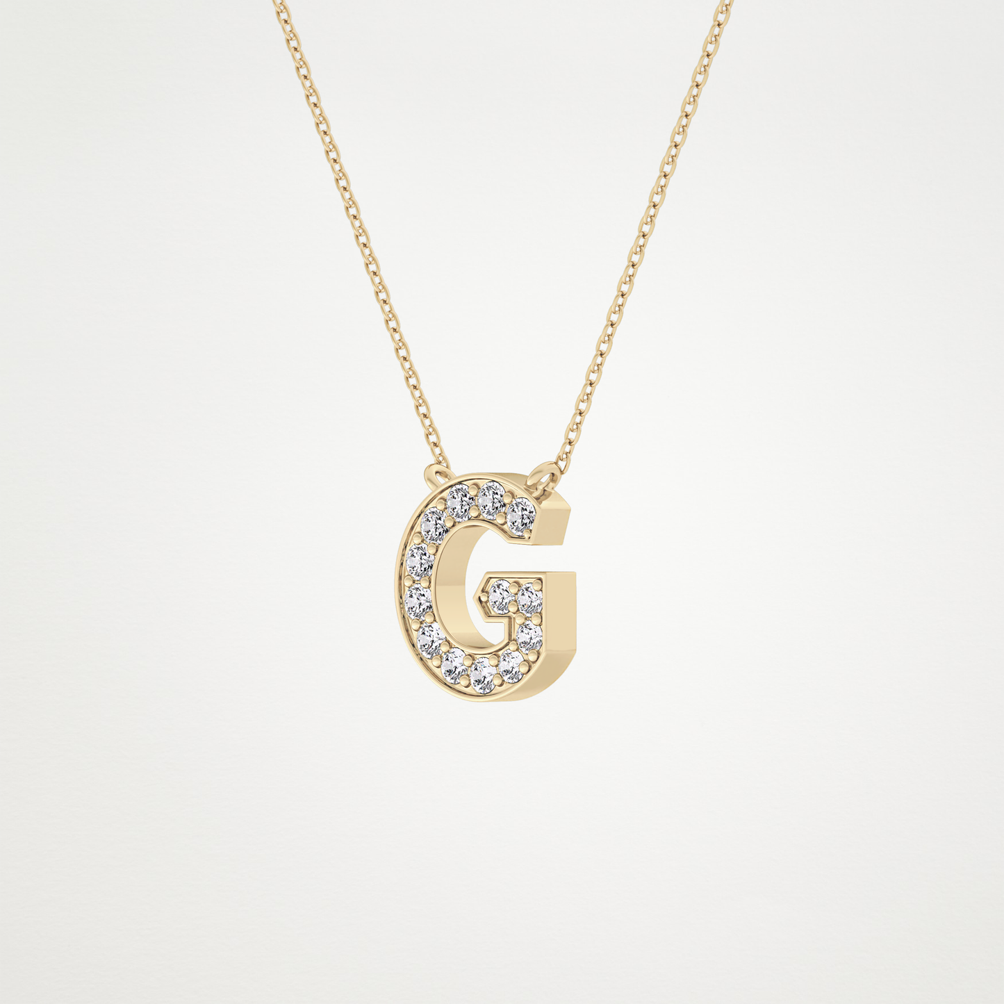 0.294 CT Moissanite G-Shaped Necklace in 14K or 18K Solid Gold – DEF Color, VVS Clarity