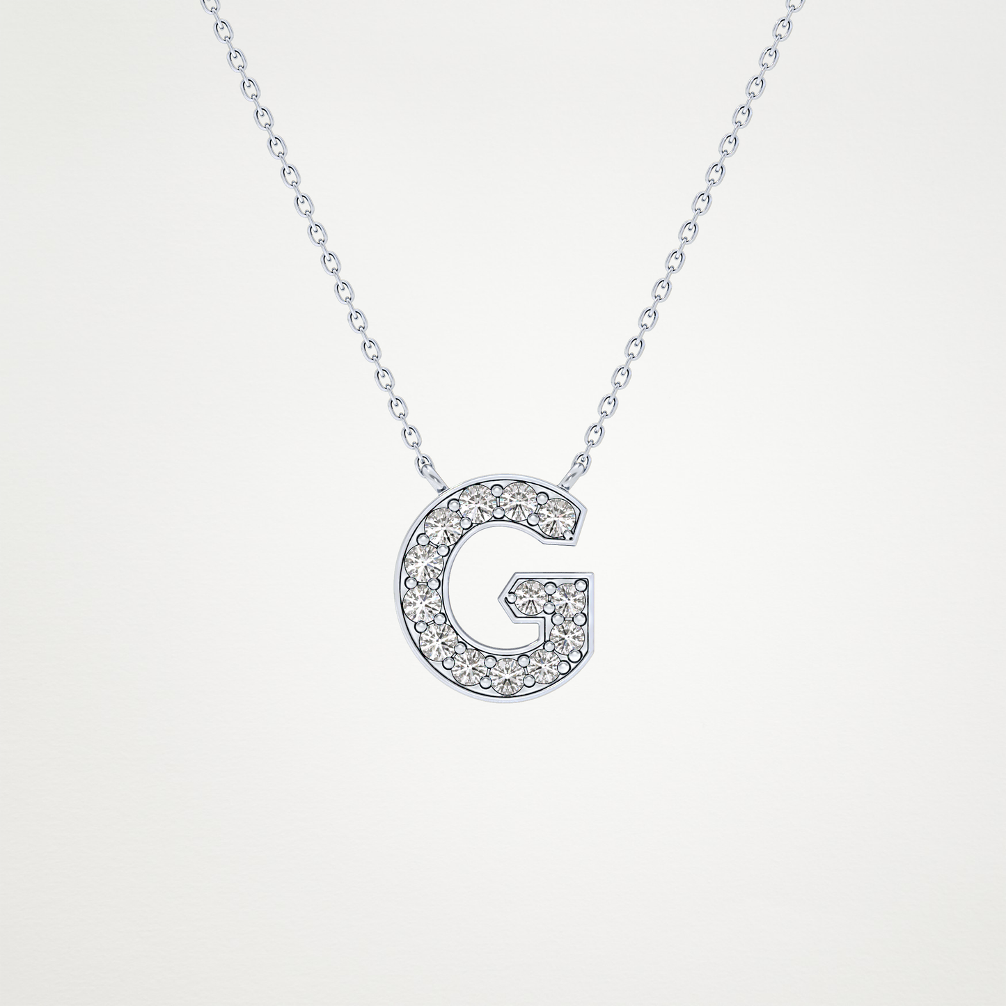 0.294 CT Moissanite G-Shaped Necklace in 14K or 18K Solid Gold – DEF Color, VVS Clarity