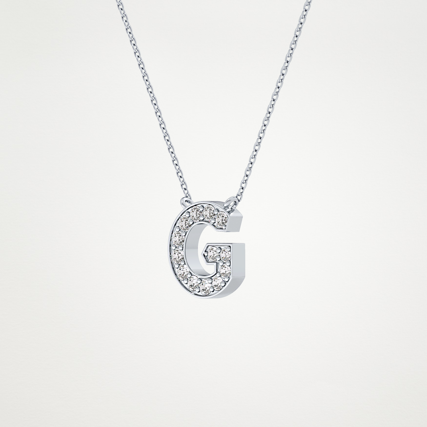 0.294 CT Moissanite G-Shaped Necklace in 14K or 18K Solid Gold – DEF Color, VVS Clarity