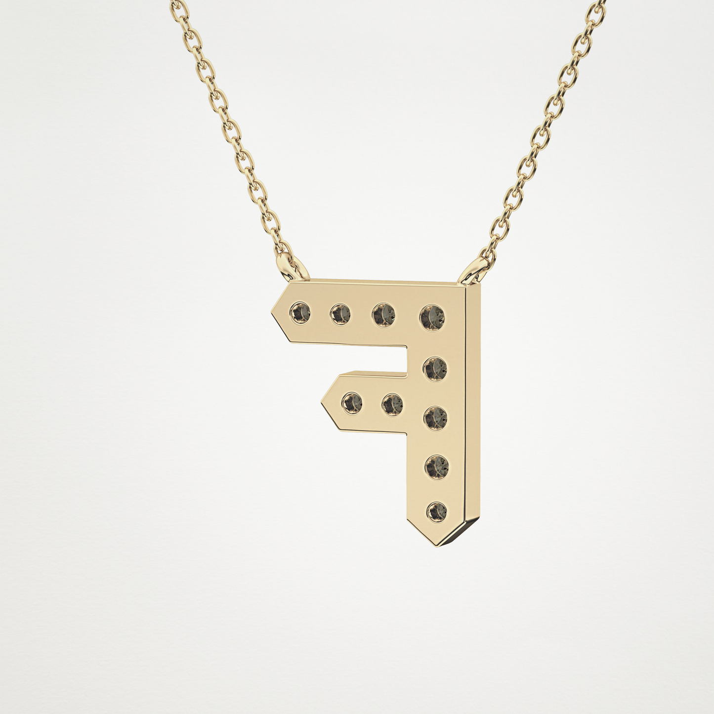 0.342 CT Moissanite F-Shaped Necklace in 14K or 18K Solid Gold – DEF Color, VVS Clarity