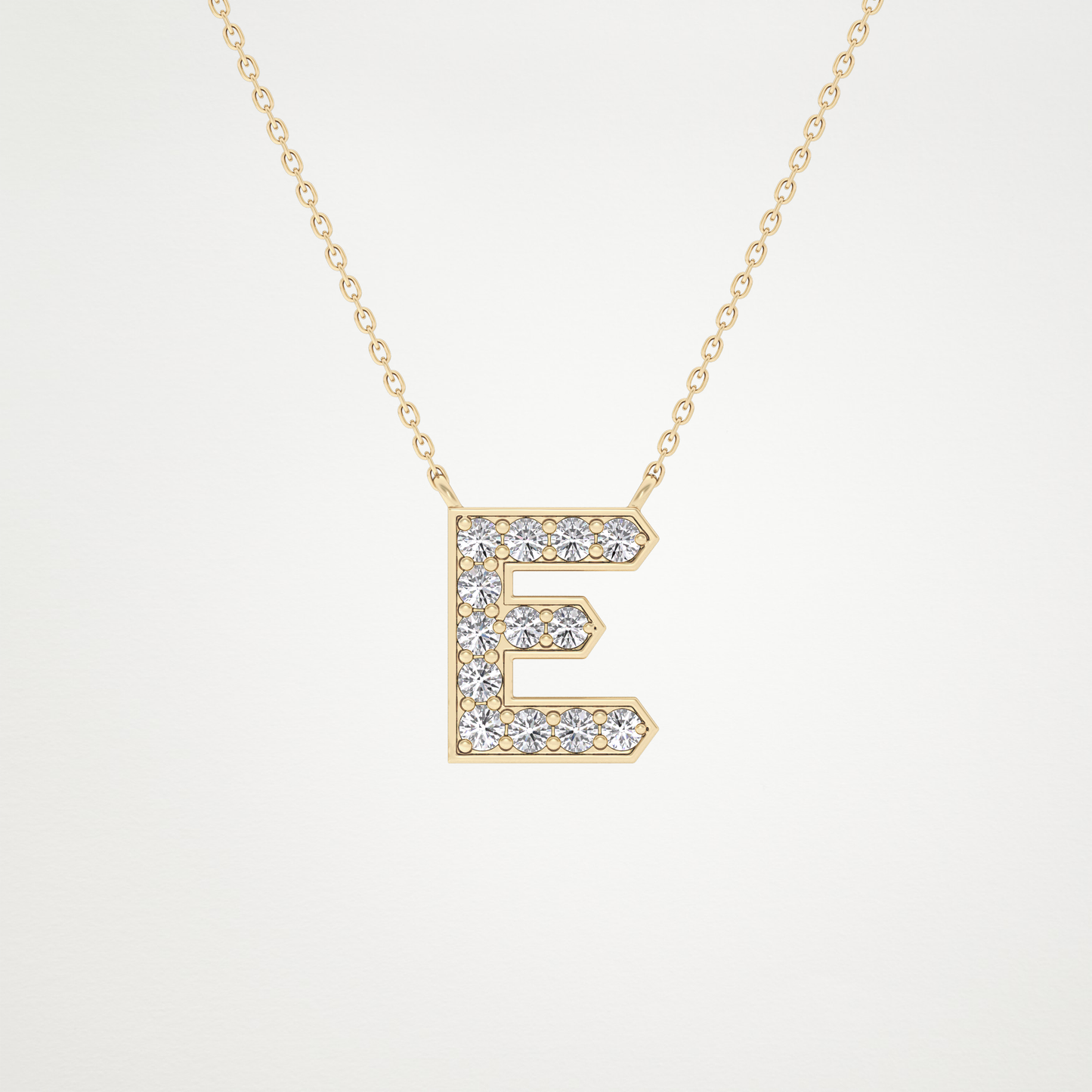 0.385 CT Moissanite E-Shaped Necklace in 14K or 18K Solid Gold – DEF Color, VVS Clarity